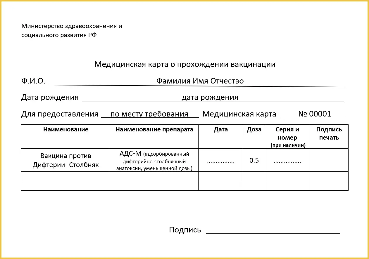 Купить и оформить справку о прививке от дифтерии в Одинцово