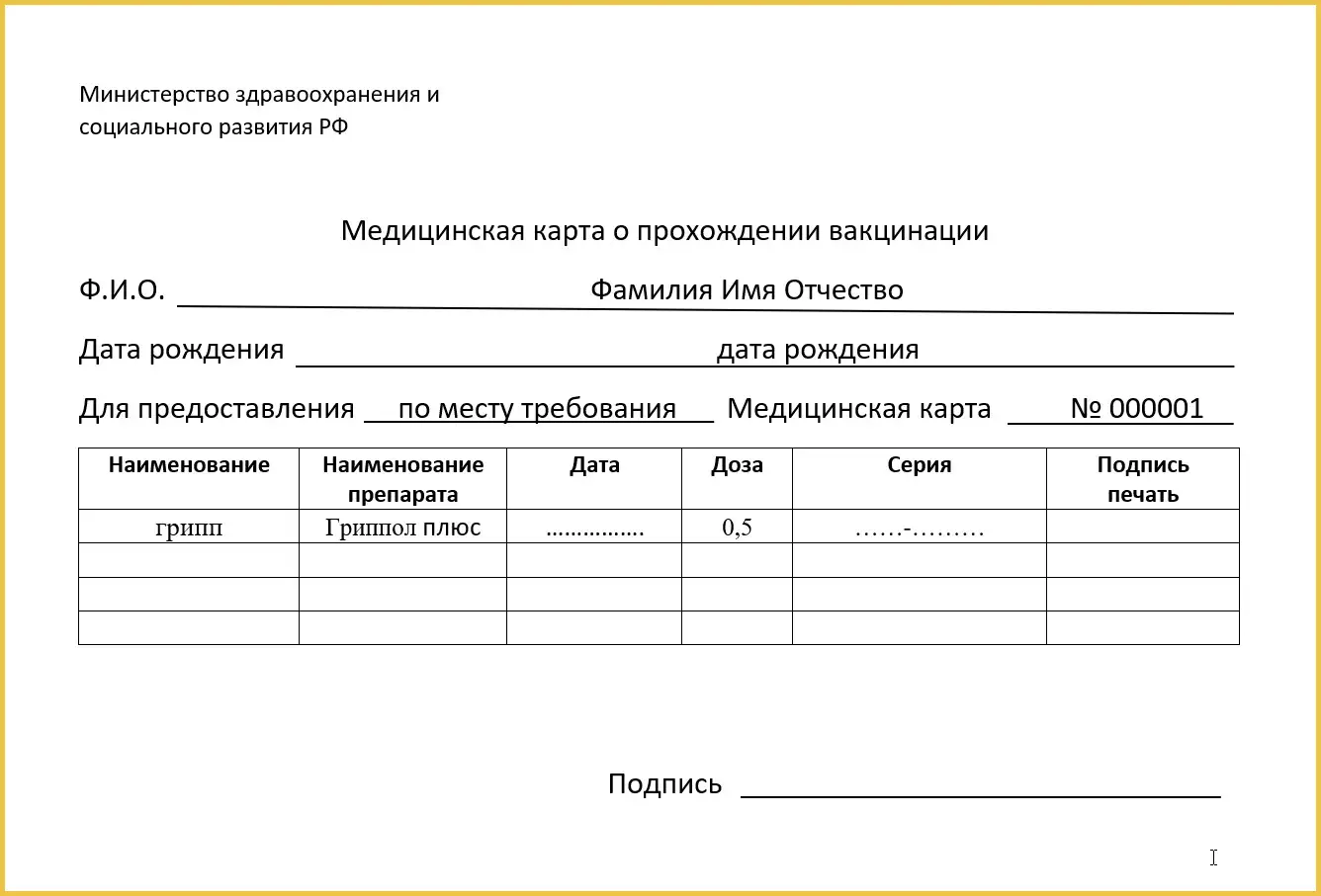 Купить и оформить справку о прививке от гриппа в Одинцово